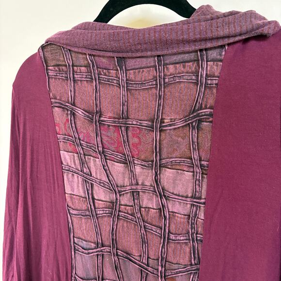 Bohemian Purple Fairy Grunge Cowl Neck Desert Beach Flowy Lagenlook Blouse Large - Picture 8 of 10